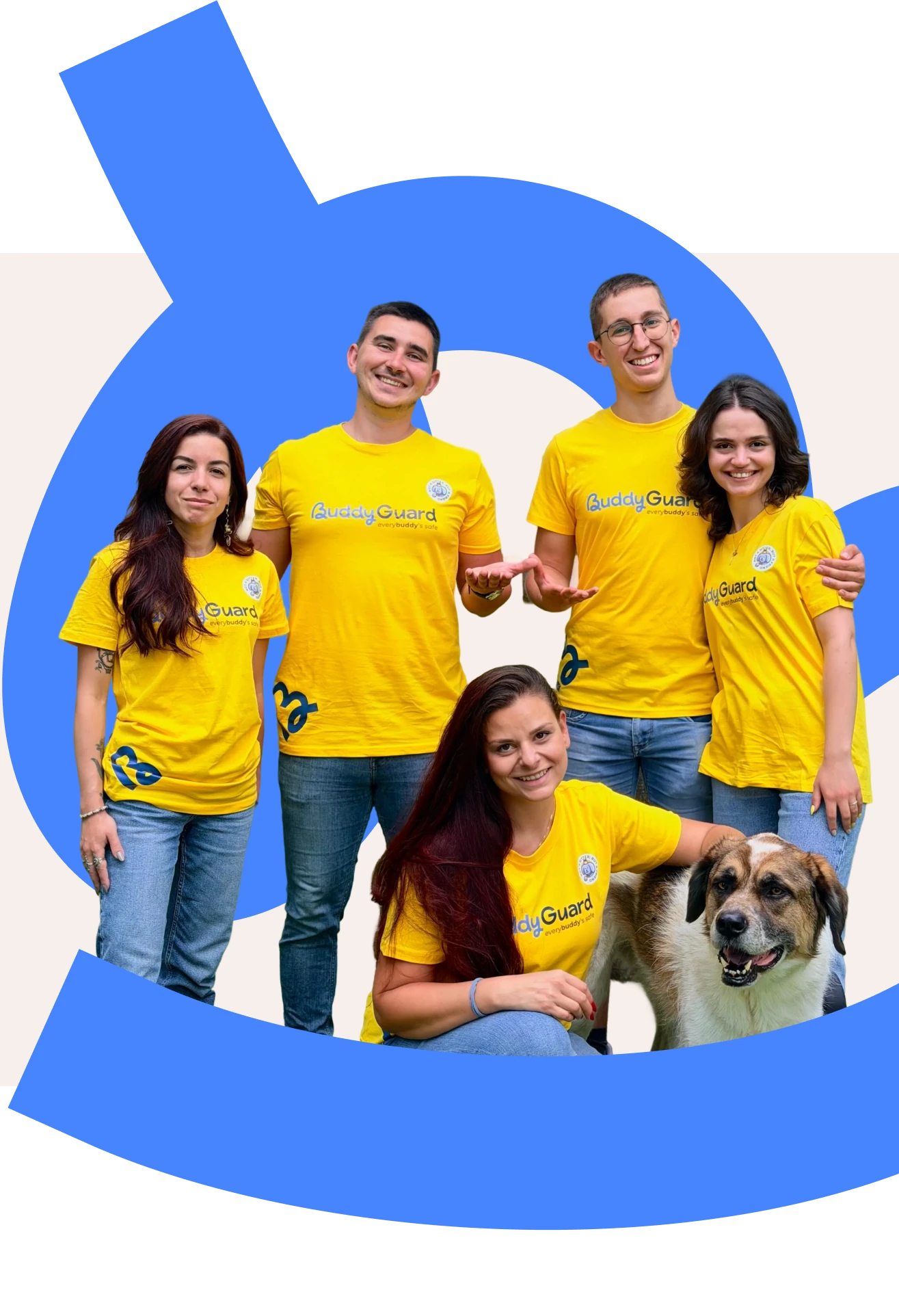 Снимка на екипа на BuddyGuard с куче